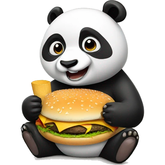 Panda eating hamburger  emoji
