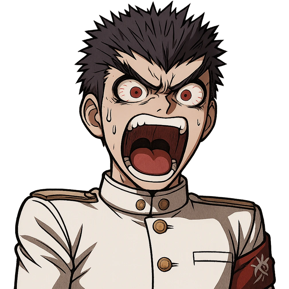 Danganronpa style emoji of Kiyotaka Ishimaru who screams loudly emoji