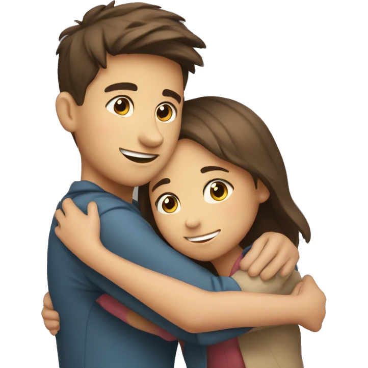 Boy and girl best friends hugging from long distance  emoji