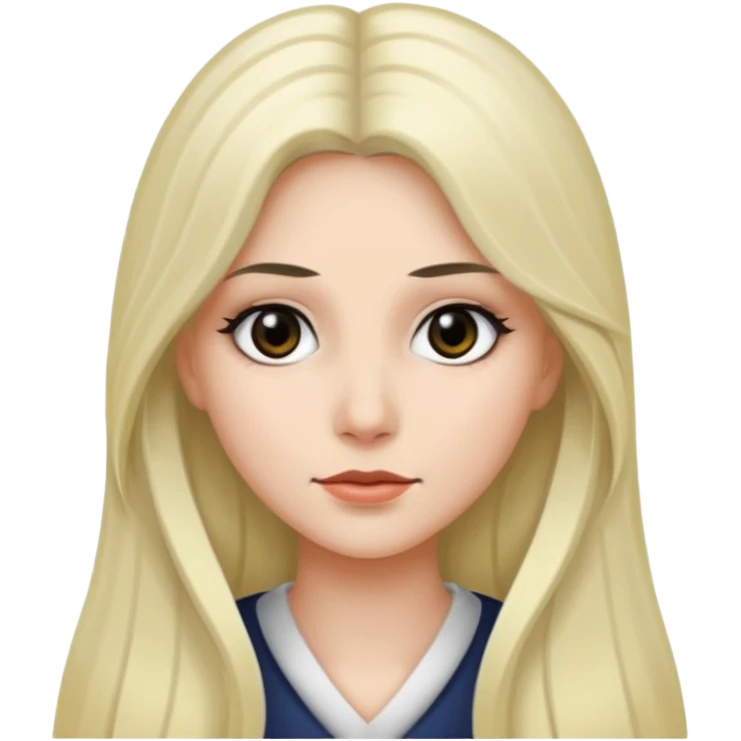 hair long normal hair with black eyes, and white skin emoji