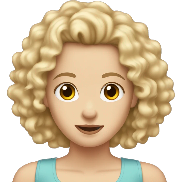 white girl with really curly long blonde hair wearing tank top hair in front emoji