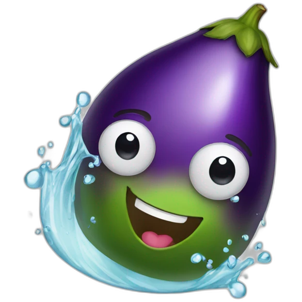 Eggplant squeeze throwing water emoji