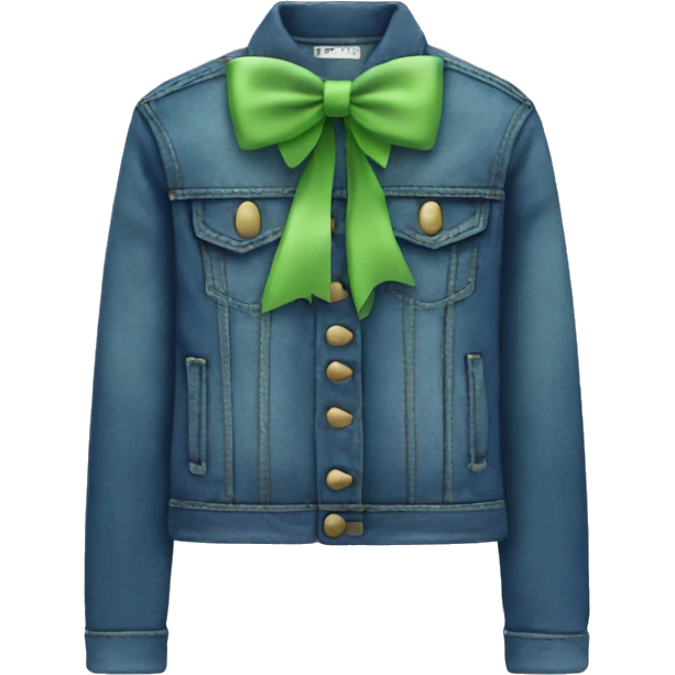 Denim jacket with soft green bow emoji