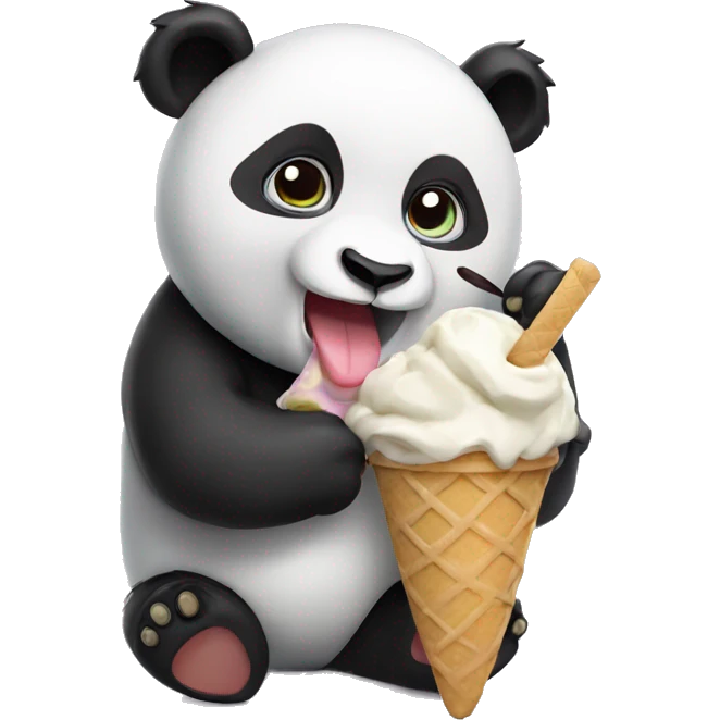 Panda eating ice cream emoji