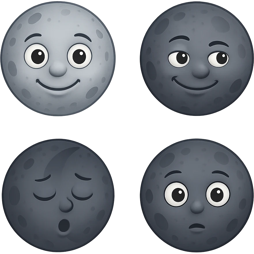 variations of Moon in emoji style emoji