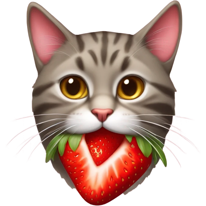 Cat with strawberry in mouth emoji