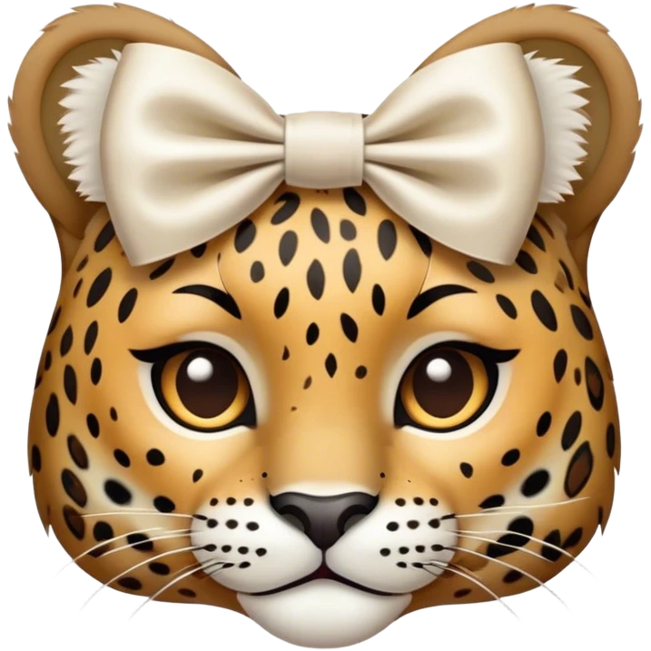 Small leopard head with white bow emoji