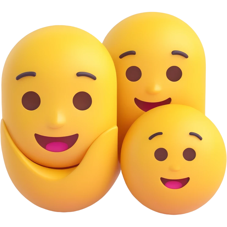 two 3D emojis talking to each other, clear facial expressions, speech bubbles emoji