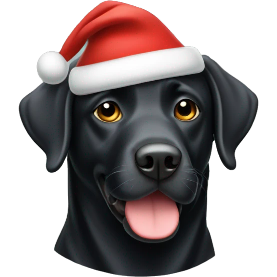 Black labrador with chrismas hat emoji