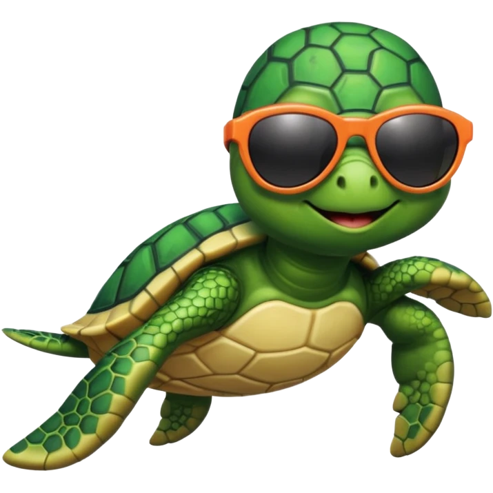 See Turtle wearing  swimsuit and sun glasses emoji