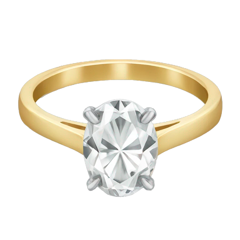 Oval diamond ring with gold band emoji