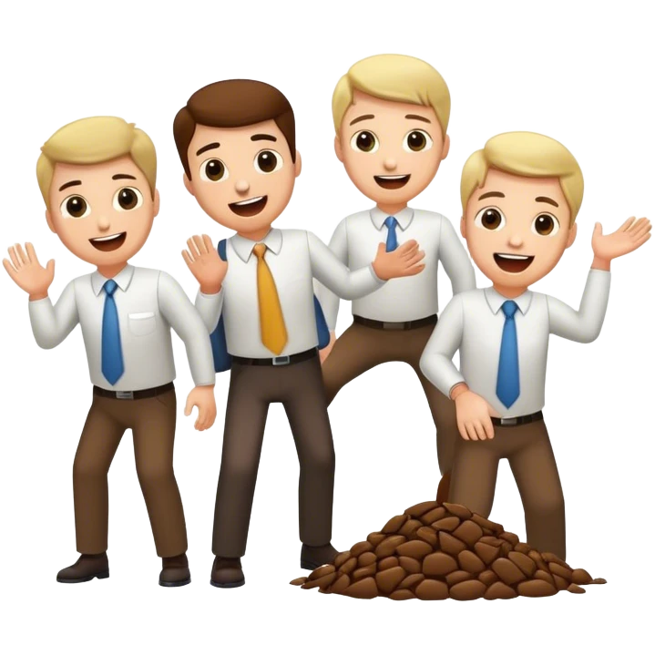 Poop flying everywhere executives trying to catch it a worker laughing l emoji