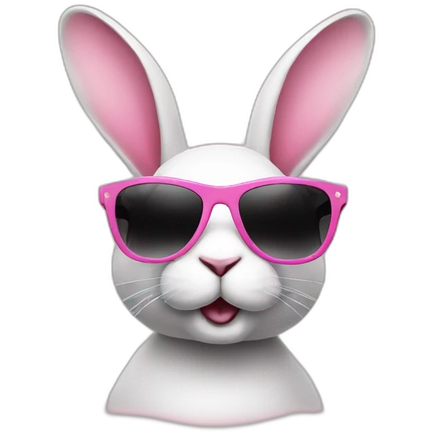 rabbit pink wearing sunglasses black emoji
