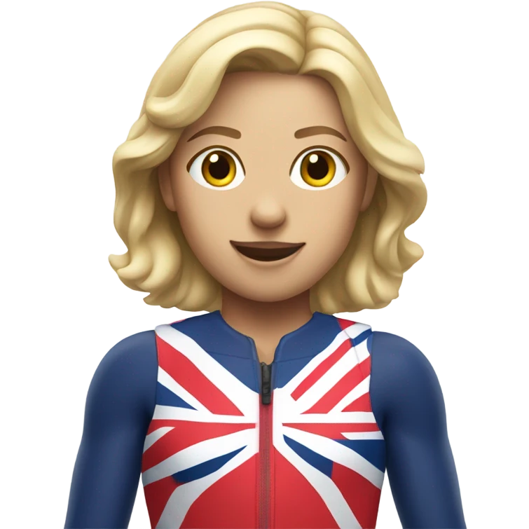 A blonde girl with wide shoulders wearing a Great Britain rowing swimming suit emoji