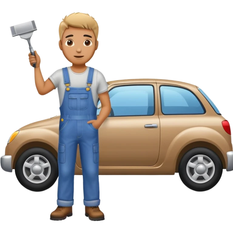 Мужчина красит автомобиль emoji