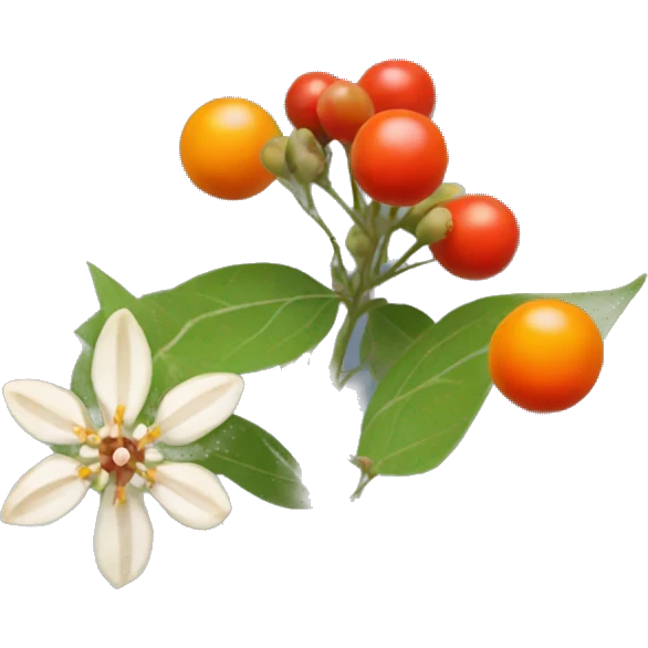 ashwagandha flowers and orange-red berrie emoji