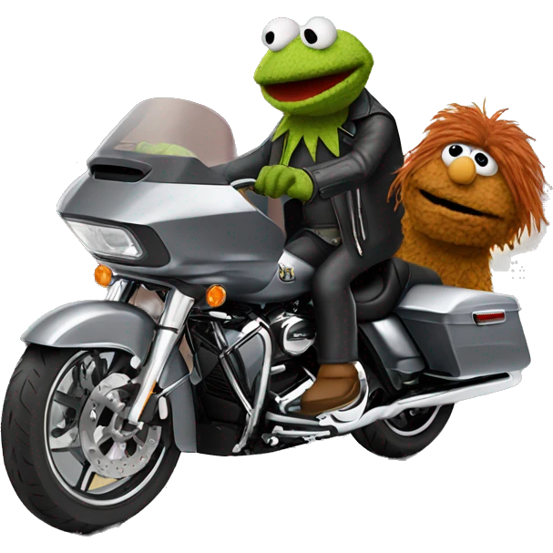 Muppet riding a road glide emoji