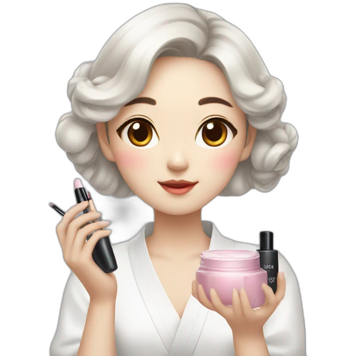 Korean girl with cosmetics in her hands emoji