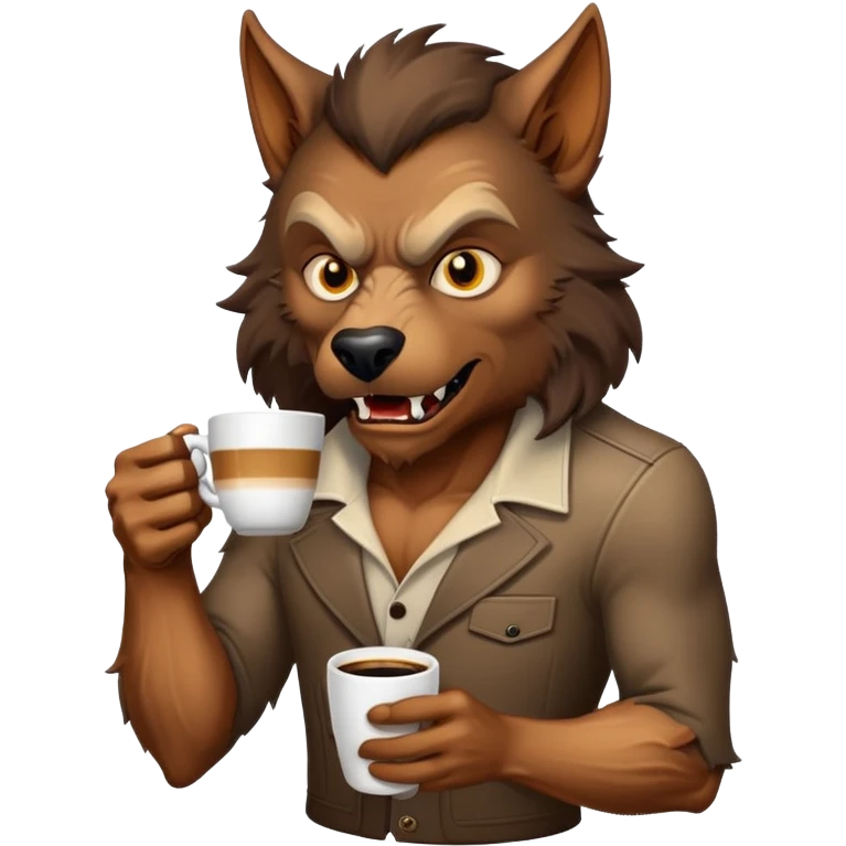 werewolf drinking espresso emoji
