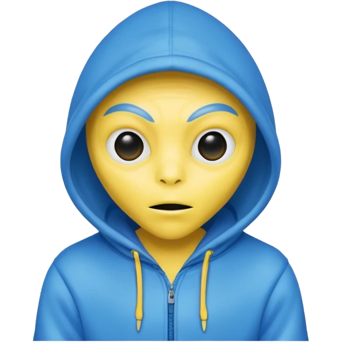 generate a blue alien wearing a yellow hoodie emoji
