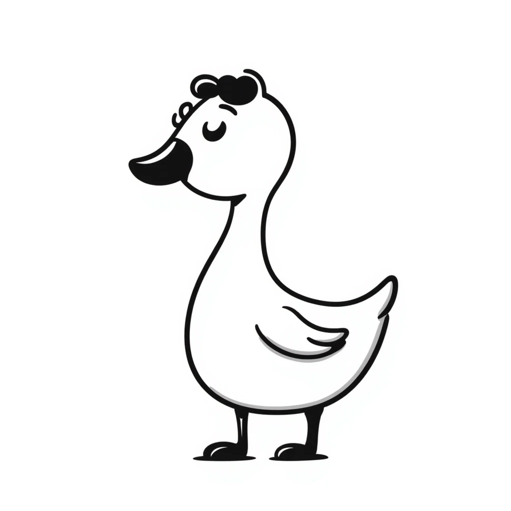 hand-drawn doodle style duck inspired by the DuckDice logo emoji