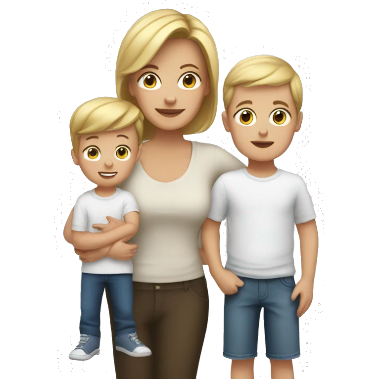 white mom with 2 year old and 11 year old white sons.  emoji