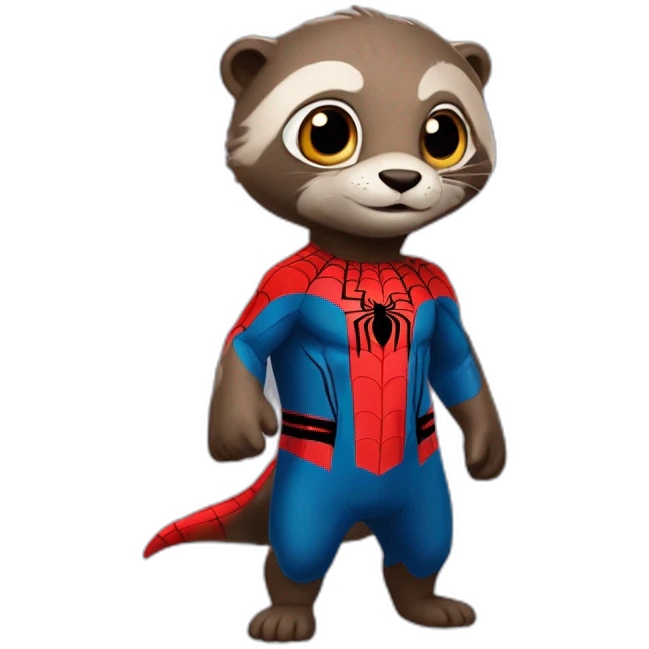 mignonne loutre déguisé en spider man emoji