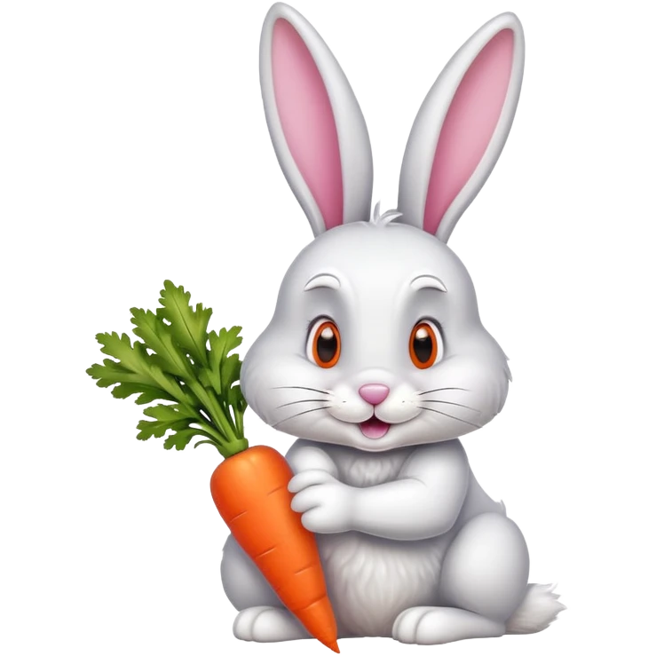 bugs bunny cartoon rabbit with carrot emoji