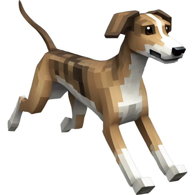 Minecraft pixel brindle greyhound running  emoji