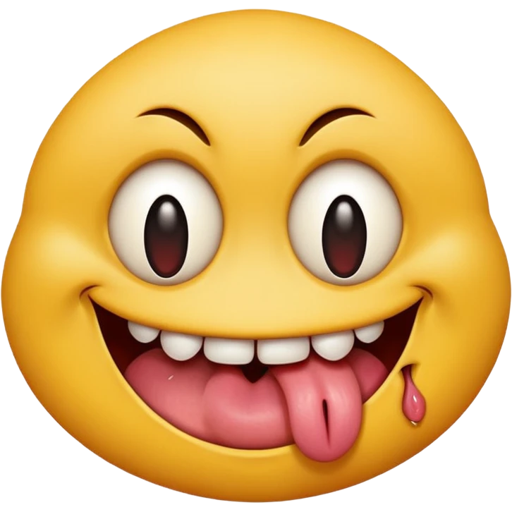 Insane smiley face who’s greedy and has beady tired eyes evil with tongue out  emoji