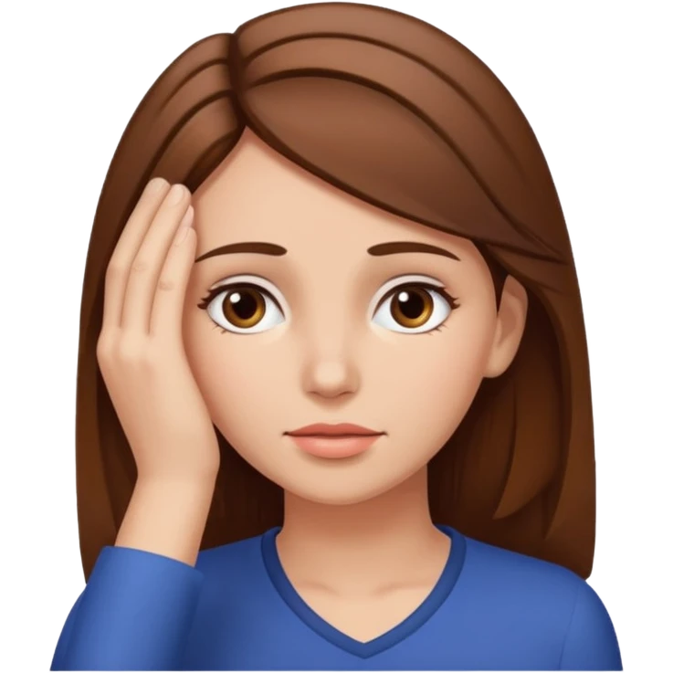woman with brown hair with her hand on her forehead  emoji