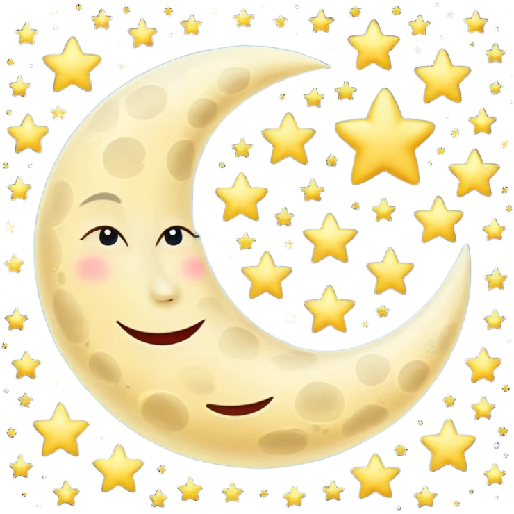 Moon with stars and hearts emoji