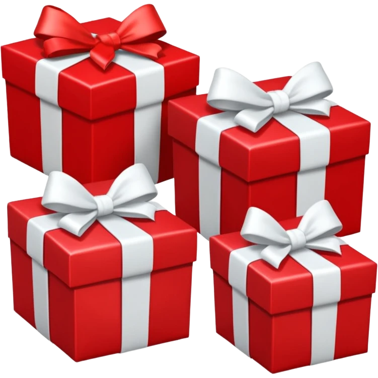 3 red gift boxes with white bows emoji