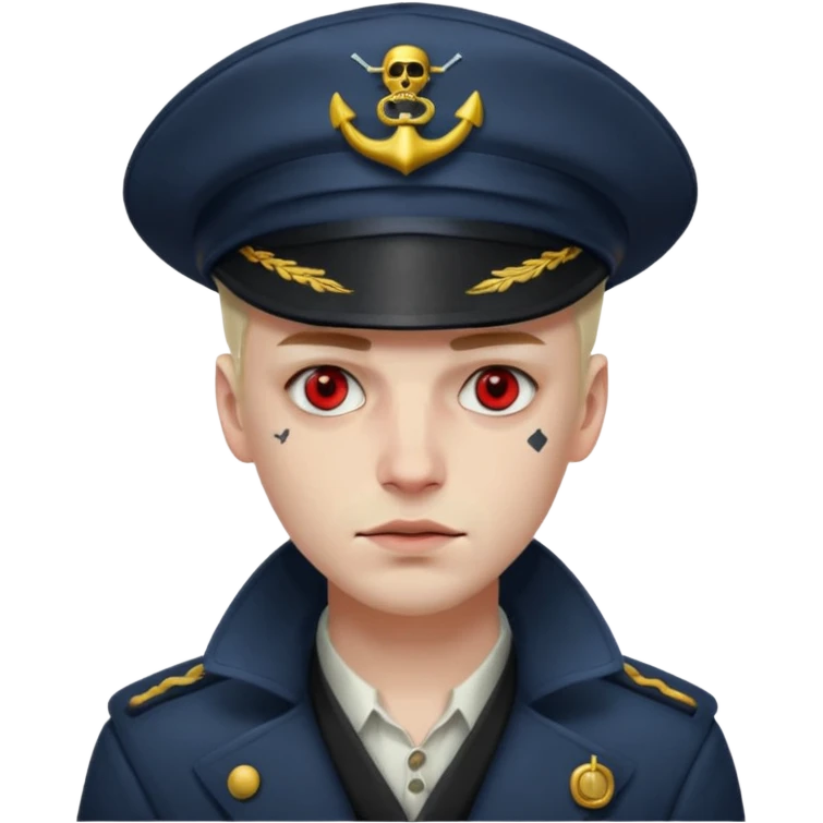 Cyberpunk sea captain with hat man, young, drunk expression emoji