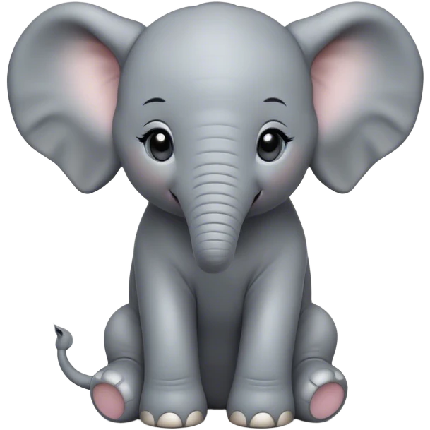 Cinematic Noble Baby Elephant Portrait Emoji, Poised and regal, with a tiny, endearing build and a soft, smooth gray hide, delicate floppy ears and a small, curious trunk, deep-set soulful eyes, Simplified yet sharp and sophisticated features, highly detailed, glowing with a gentle, dignified glow, high shine, intelligent and adorable, stylized with an air of miniature majesty, focused and attentive, soft glowing outline, capturing the essence of a watchful and confident little elephant, so majestic it feels as though it could toddle out of the screen with effortless authority! emoji