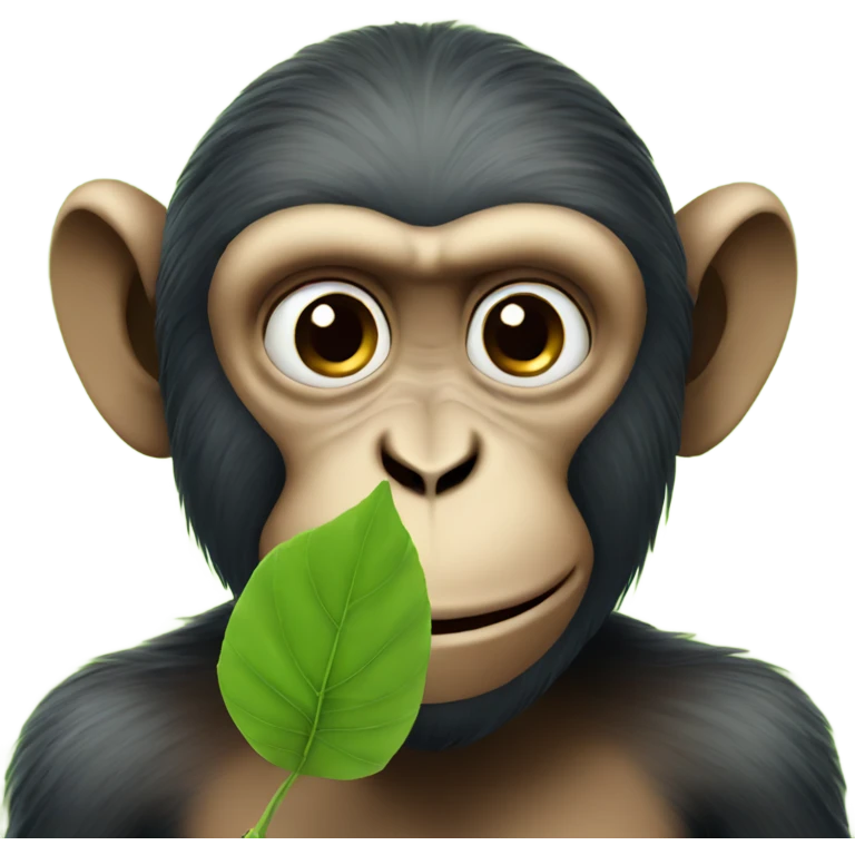 Monkey with leaf in its mouth  emoji