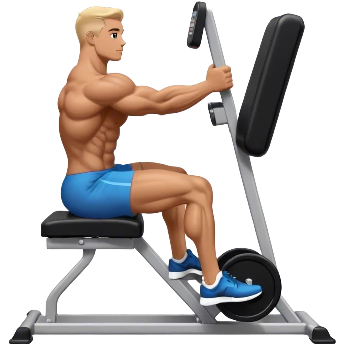 side-view bodybuilder seated weighted calf-raise machine lower leg exercise emoji