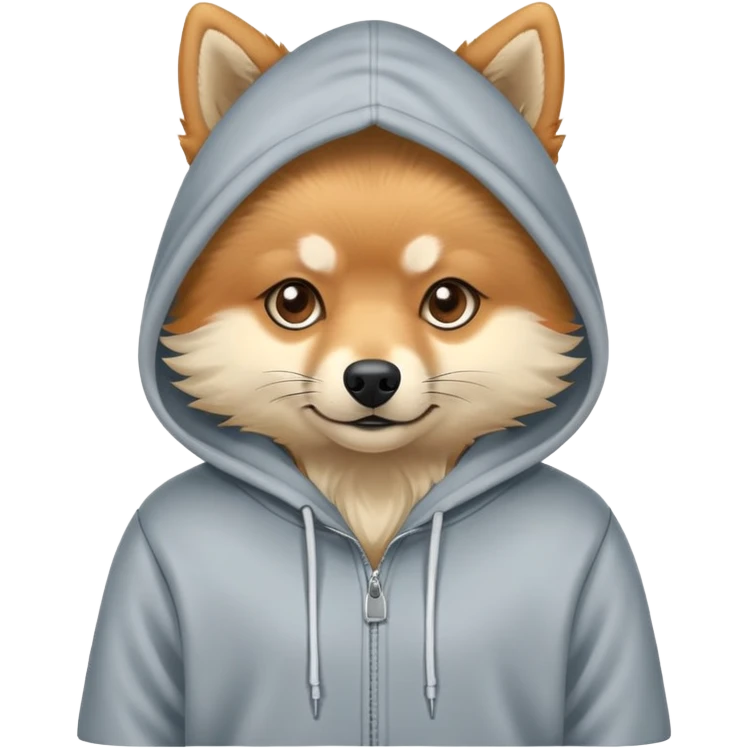 Spitz wearing a hoodie emoji