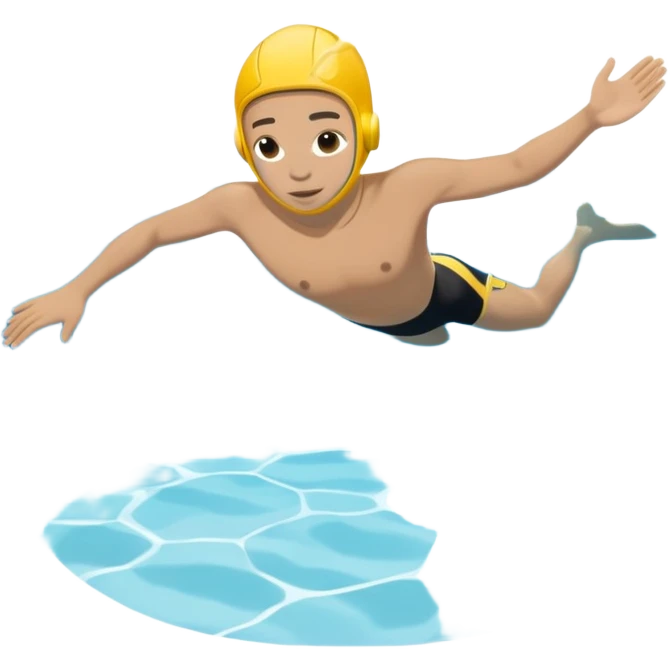 inexperienced but determined person diving into a pool of divers, with a pool named confidence... glowing body  emoji
