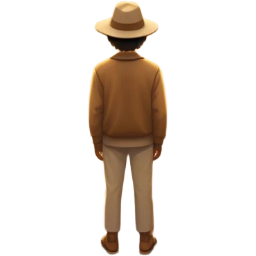 A long, empty road stretches into a golden sunset. A person stands with their back to us, outside a parked car on the roadside, facing the glowing horizon. The landscape is open and peaceful, filled with light and possibility. emoji