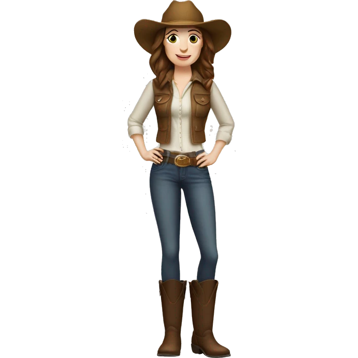 Pale woman, country boots, with brown hair and holding tequila  emoji