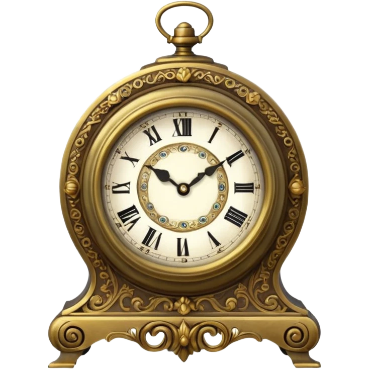 vintage mantel clock, ornate body emoji