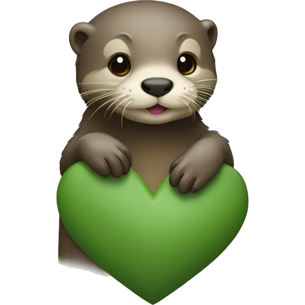otter holding khaki green heart emoji