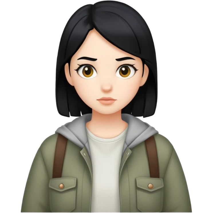 girl with black hair, wearing boyish clothes emoji