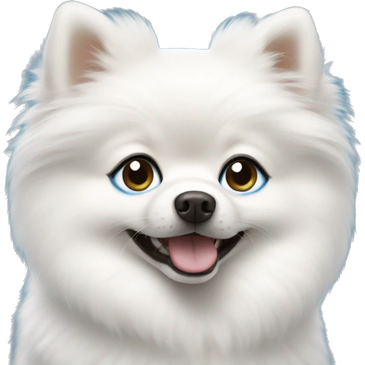 White pomeranian with blue eyes emoji