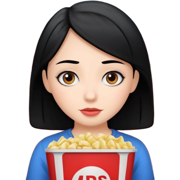 a girl with black hair watching a movie in a cinema emoji