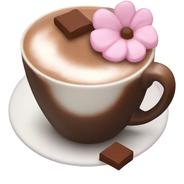 Hot chocolate with pale pink flower  emoji