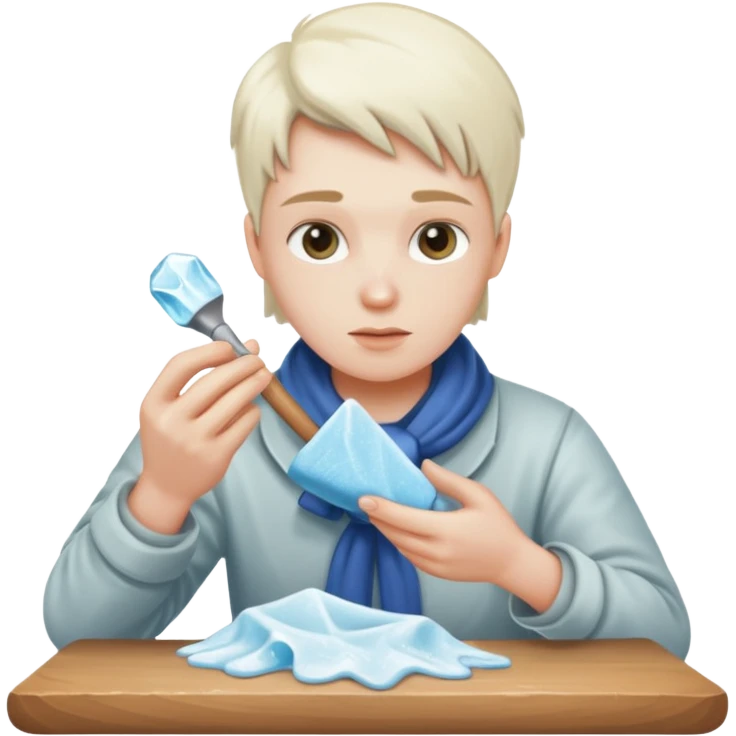 Sculptor polishing with cloth,Ice Sculptors. emoji