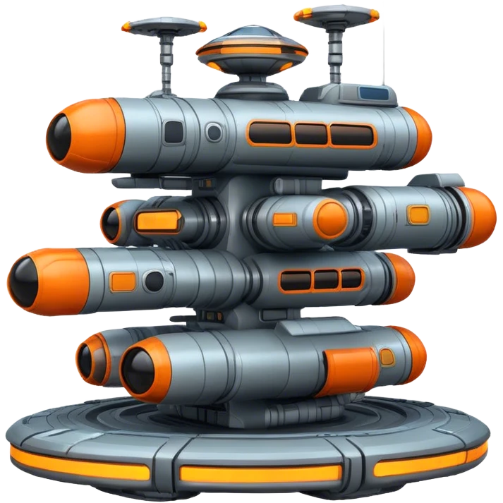 Orange, cyberpunk style, neon, gravity realistic space station emoji