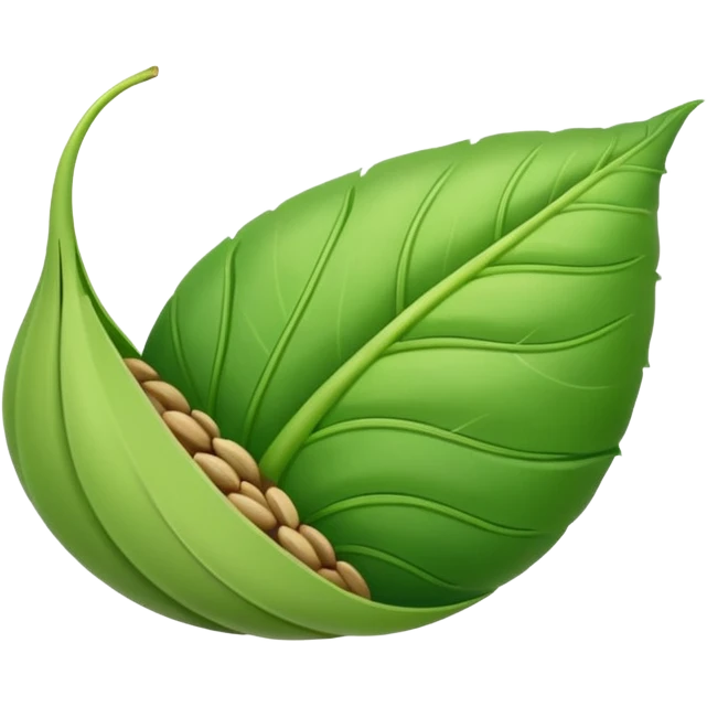 Germinating seed with a folded leaf emoji